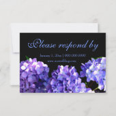 Paarse blauwe hydrangeas magenta paarse bloemen rs save the date (Voorkant)