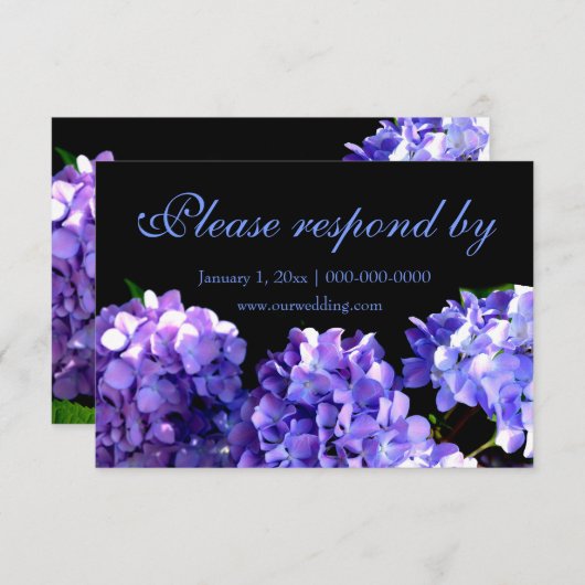 Paarse blauwe hydrangeas magenta paarse bloemen rs save the date (Voorkant / Achterkant)
