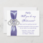Paarse Blauwe Infinity Heart Bridesmaid Kaart (Voorkant)