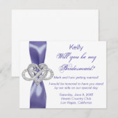 Paarse Blauwe Infinity Heart Bridesmaid Kaart (Voorkant / Achterkant)