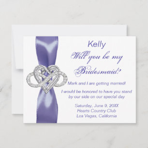 Paarse Blauwe Infinity Heart Bridesmaid Kaart