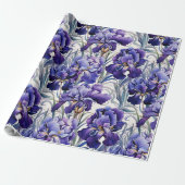 Paarse Blauwe Iris  Cadeaupapier (Uitgerold)