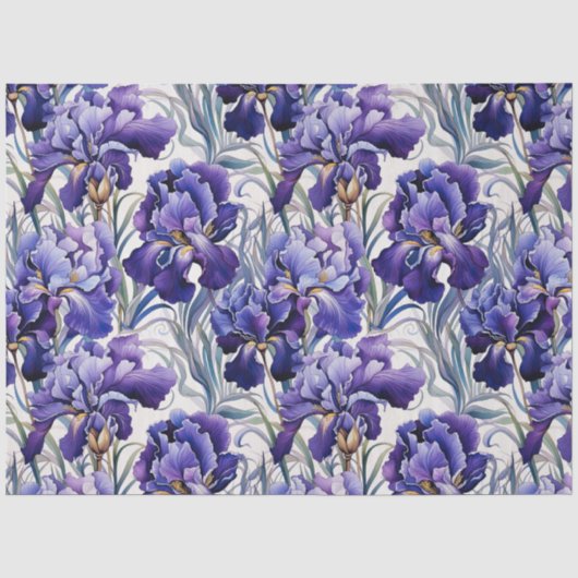 Paarse Blauwe Iris Decoupage Tissuepapier (Voorkant)