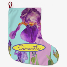 Paarse Blauwe Iris Irisa Floral Kerstmis stoppen Grote Kerstsok