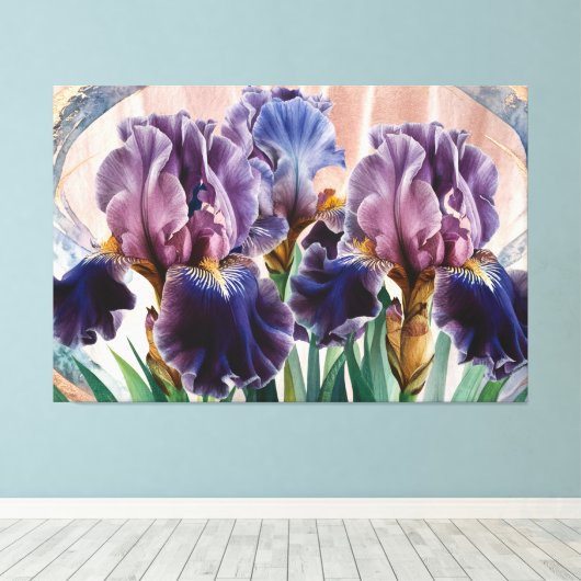 *~* Paarse BLAUWE IRIS Irissen Bloemen TV2 Canvas Afdruk (Insitu (Houten vloer))