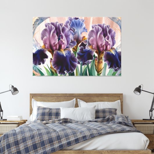 *~* Paarse BLAUWE IRIS Irissen Bloemen TV2 Canvas Afdruk (Insitu (Slaapkamer))
