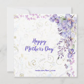 Paarse Blauwe Iris Schattigee Vlinder Moederdag Br Kaart (Achterkant)