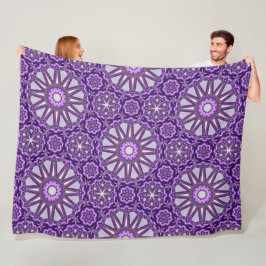 Paarse Blauwe Kaleidoscoop Pinwheel Mandala Patter Fleece Deken