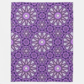 Paarse Blauwe Kaleidoscoop Pinwheel Mandala Patter Fleece Deken (Voorkant)