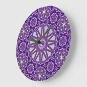 Paarse Blauwe Kaleidoscoop Pinwheel Mandala Patter Grote Klok (Hoek)
