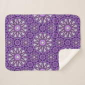 Paarse Blauwe Kaleidoscoop Pinwheel Mandala Patter Sherpa Deken (Voorkant (horizontaal))