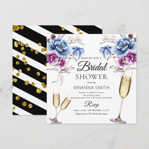 Paarse Blauwe Kassy Bridal douche Uitnodiging