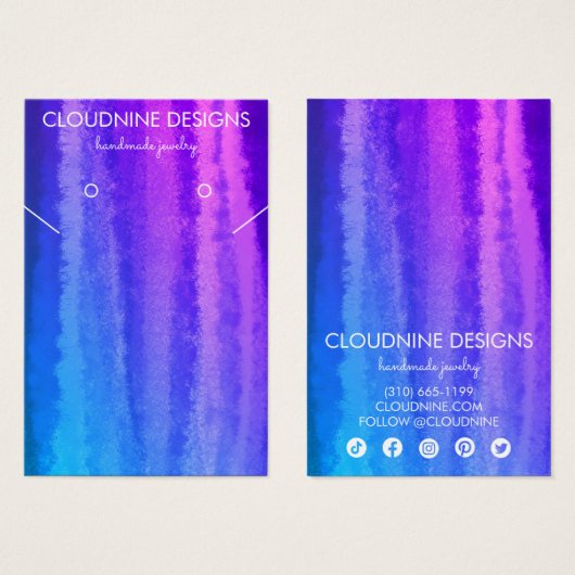 Paarse blauwe Ketting juwelenkaart Visitekaartje (Voorkant /achterkant)