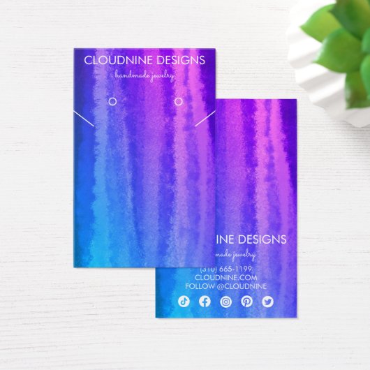 Paarse blauwe Ketting juwelenkaart Visitekaartje (Bureau)