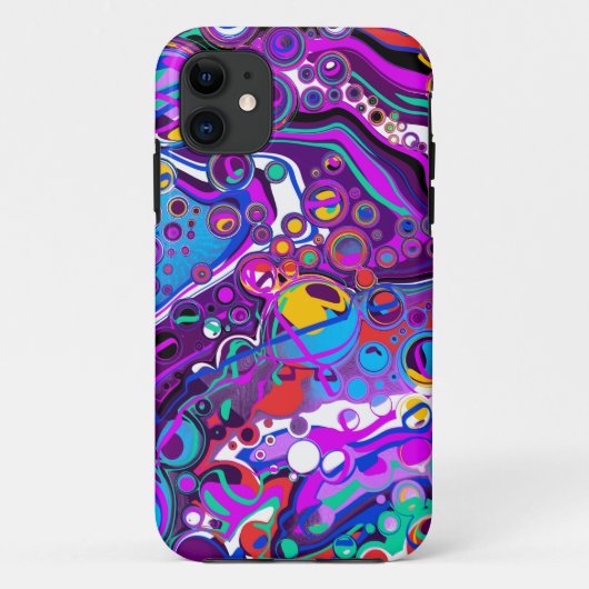 Paarse, blauwe, kleurrijke bubbels Abstract modern Case-Mate iPhone Case (Achterkant)