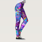 Paarse, blauwe, kleurrijke bubbels Abstract modern Leggings (Rechts)