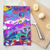 Paarse, blauwe, kleurrijke bubbels Abstract modern Theedoek (Quarter Fold)