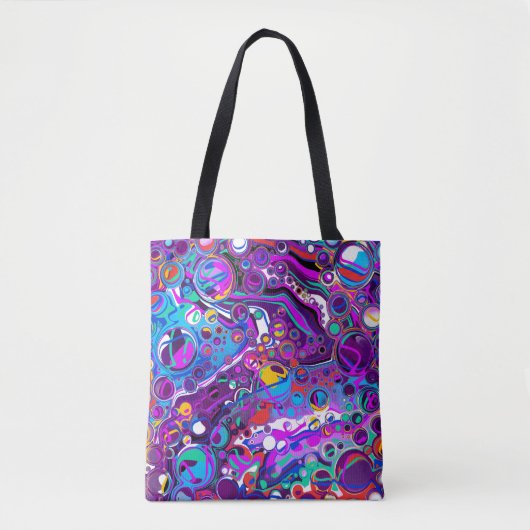 Paarse, blauwe, kleurrijke bubbels Abstract modern Tote Bag (Voorkant)