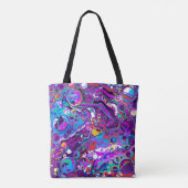 Paarse, blauwe, kleurrijke bubbels Abstract modern Tote Bag (Achterkant)