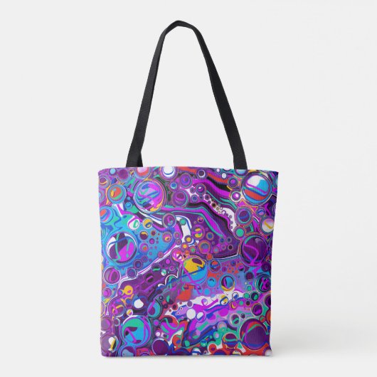 Paarse, blauwe, kleurrijke bubbels Abstract modern Tote Bag (Achterkant)