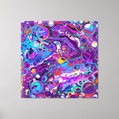 Paarse, blauwe, kleurrijke marmervochtige kunst canvas afdruk (Voorkant)