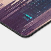 Paarse Blauwe Kleurrijke Toekomst Cyberpunk Stad Bureaumat (Hoek)