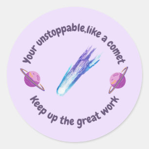 Paarse blauwe komeet Saturnus leraar beloning Ronde Sticker