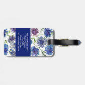 paarse, blauwe korenbloemen, waterverf bagagelabel (Achterkant horizontaal)