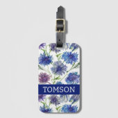 paarse, blauwe korenbloemen, waterverf bagagelabel (Voorkant (verticaal))