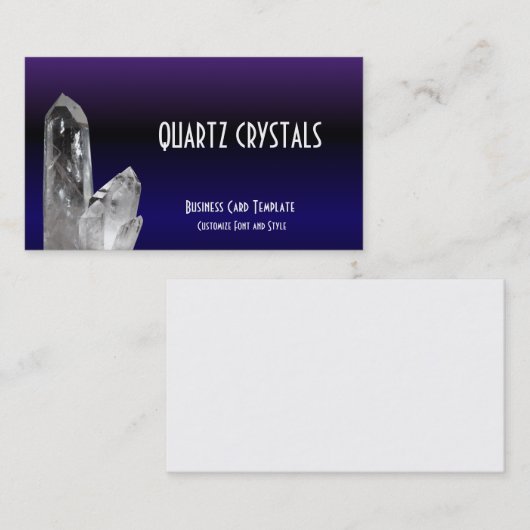 Paarse blauwe kristallen Kwartz Visitekaartje (Voorkant / Achterkant)