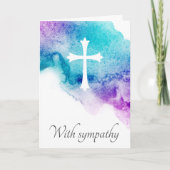 Paarse blauwe kruis waterverf condoleance kaart (Voorkant)