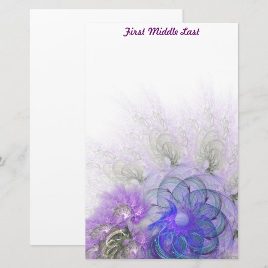 Paarse blauwe lacy Abstract ventilator op maat Briefpapier (Voorkant / Achterkant)