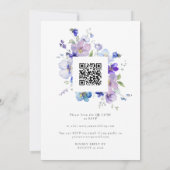 Paarse Blauwe Lente Alles in 1 Budget QR Bruiloft Kaart (Achterkant)