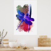 Paarse Blauwe Libel Insect Schilderij Poster (Keuken)