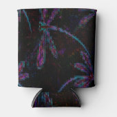  Paarse blauwe libellen op zwart Blikjeskoeler (Voorkant)