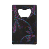  Paarse blauwe libellen op zwart Creditkaart Flessenopener (Voorkant)