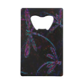  Paarse blauwe libellen op zwart Creditkaart Flessenopener (Achterkant)
