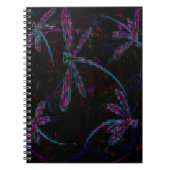  Paarse blauwe libellen op zwart Notitieboek (Voorkant)
