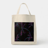  Paarse blauwe libellen op zwart Tote Bag (Achterkant)