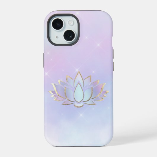paarse blauwe lotus bloem ontwerp iPhone 15 case (Achterkant)