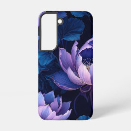 Paarse Blauwe Lotus Donkere Bloemen Telefoonhoes Samsung Galaxy Hoesje