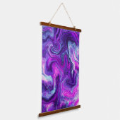 Paarse Blauwe marmer Swirls en bubbels Hangend Wandkleed (Gebogen)