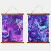 Paarse Blauwe marmer Swirls en bubbels Hangend Wandkleed (Dubbel)