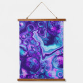 Paarse Blauwe marmer Swirls en bubbels Hangend Wandkleed (Voorkant 2)
