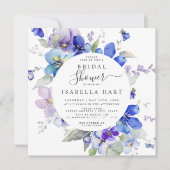 Paarse Blauwe MauveViola Lente Bloemen Vrijgezelle Kaart (Voorkant)