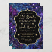 Paarse Blauwe Middernacht Kristal Galaxy 21e Verja Kaart (Voorkant / Achterkant)