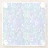 Paarse Blauwe Mint Peacock Feathers Glazen Onderzetter (Achterkant)