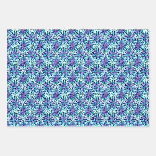 Paarse Blauwe Mint Peacock Feathers Inpakpapier Vel (Voorkant 3)