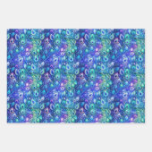 Paarse Blauwe Mint Peacock Feathers Inpakpapier Vel (Voorkant)