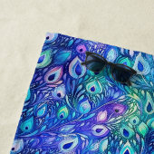 Paarse Blauwe Mint Peacock Feathers Strandlaken (In situ)